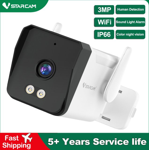 Vstarcam CS3 IP Kamera Wifi Outdoor Überwachungskamera mit 3MP und 1296P Auflösung, IP66 Wasserdicht, Weiß - Bild 1