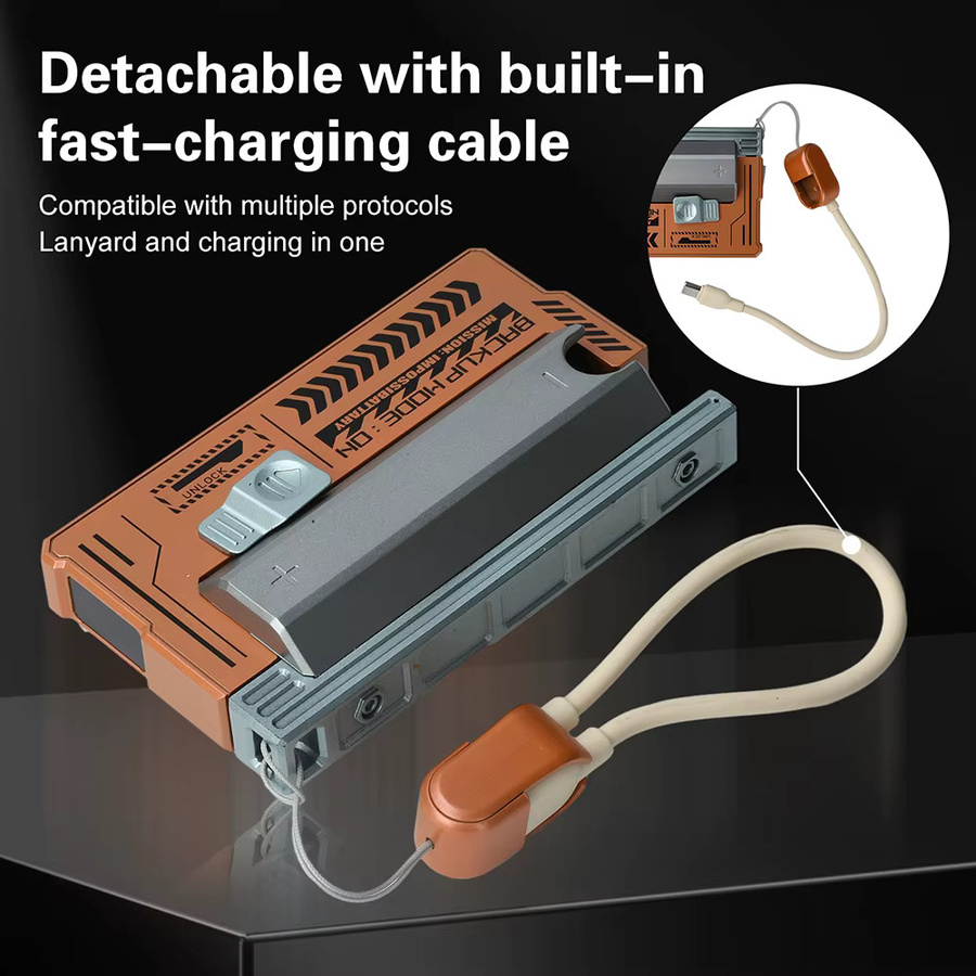 Aideepen 21700 DIY Powerbank-Gehäuse mit PD 22,5 W Schnellladefunktion und integriertem Kabel in Rot - Bild 2