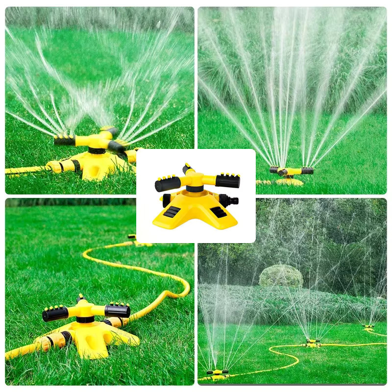 YTYIN Automatisches 360 Grad Schwenkarm Sprinklersystem mit 3 Armen in Gelb für die kreisförmige Rasenbewässerung - Bild 3