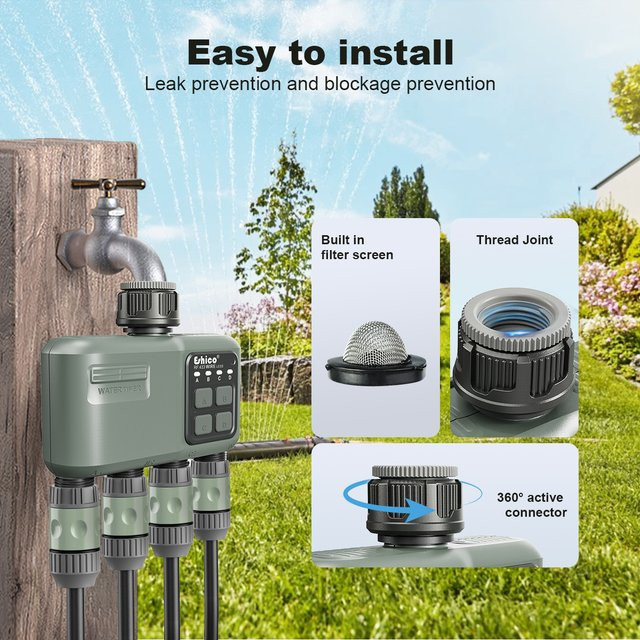 Eshico 639 Smart Sprinkler Timer in Grau: App-gesteuerte 4-Zonen Gartenbewässerung mit RF433-Funksystem und 2 WLAN-Bereichen - Bild 1