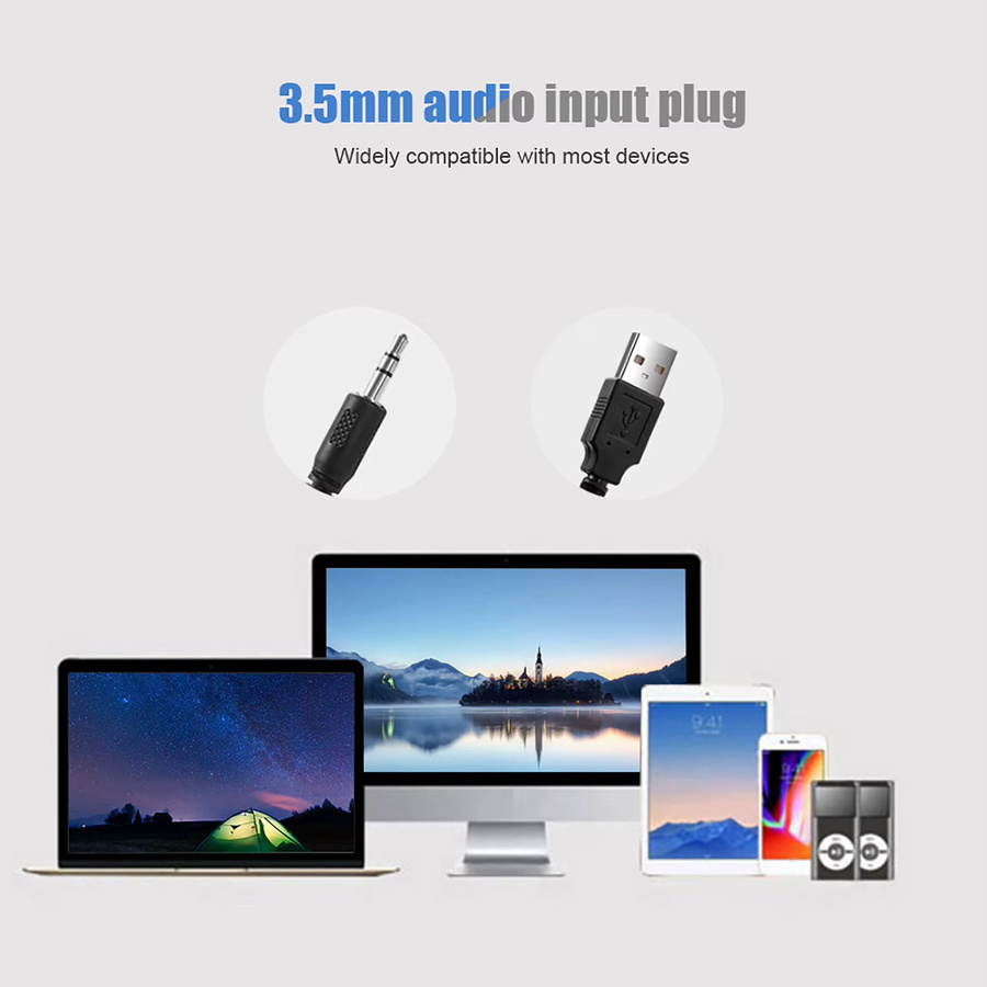 Qiilu Tragbare Stereo-Soundbar in Schwarz mit USB-Anschluss und 3,5-mm-Klinkeneingang für PC und Handy - Bild 3