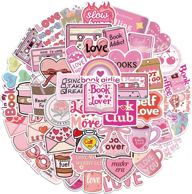 Charile Rosa Ästhetische Buchliebhaber Aufkleber mit Literarischen Cartoon-Motiven für Scrapbook, Koffer und Handy-Dekoration - Bild 1