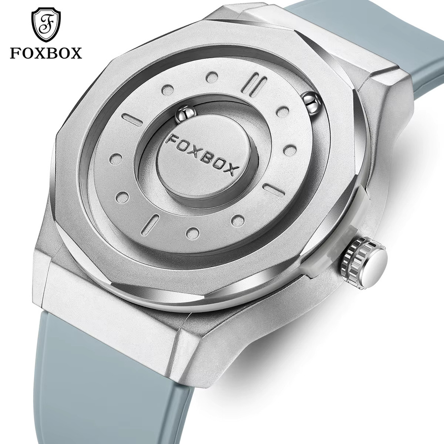 Foxbox Armbanduhr, Quarz, Edelstahl, schwarzes Zifferblatt, Herren - Bild 2