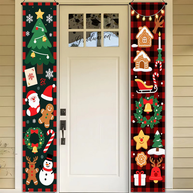 VIKAMA 2er Set Weihnachtliche Hängedekoration für Tür und Veranda in Mehrfarbig - Bild 1