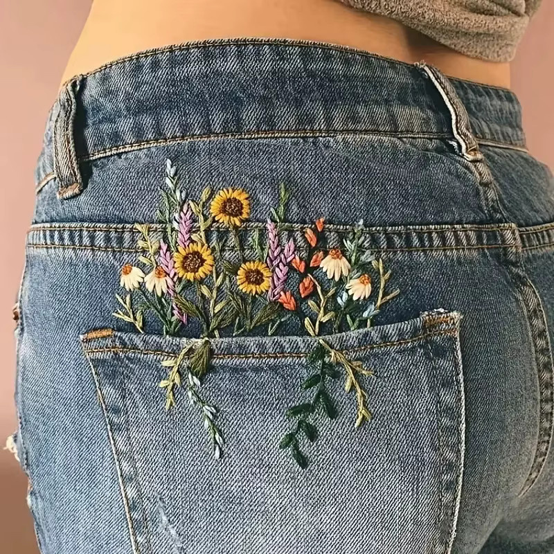 Wasserlösliche Stickerei-Stabilisatoren mit vorgedruckten Blumen- und Blattmustern zum Handnähen und zum Selbermachen - Bild 2