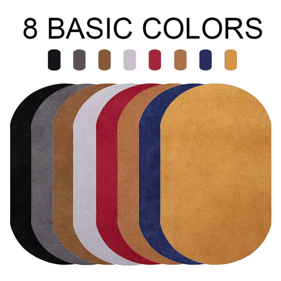 5 Stück Aufnäher zum Aufbügeln aus Wildlederimitat in Beige und Multicolour, ovale Reparaturflicken für Kleidung und Jeans - Bild 4