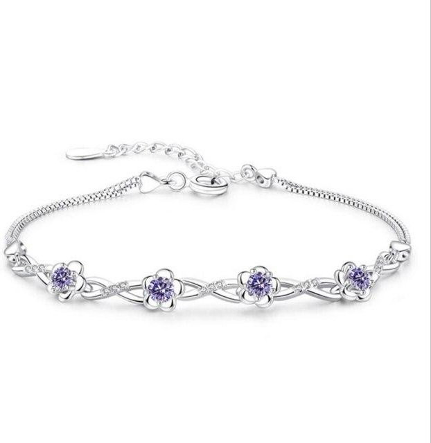 YIRAN Jewelry Armband, 925 Silber, Zirkonia, Damen, Lila Weiß - Bild 1