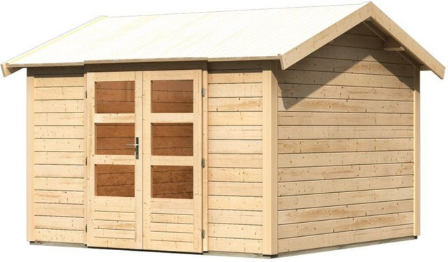 Karibu Gartenhaus THERES 7 aus Massivholz aus Nordischer Fichte, Naturbelassen, B/T: 304 x 304 cm - Bild 1