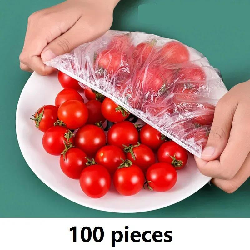 Happypilot 100 Stück Einweg-Frischhalteabdeckungen aus Plastik, elastische Stretch-Deckel als wiederverwendbare Schüsselabdeckungen, weiß - Bild 2