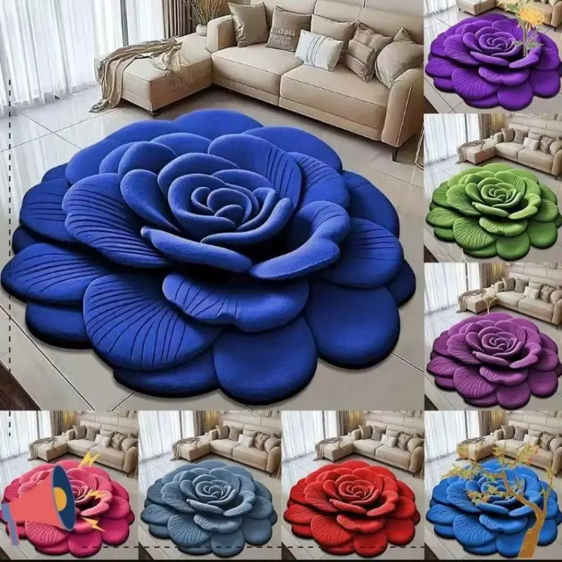 VIKAMA Bodenmatte mit floralem Pfingstrosen-Design in Multicolour, weicher dekorativer Teppich für Schlafzimmer, Badezimmer und Wohnzimmer - Bild 4