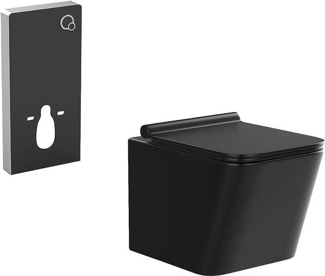 Hänge-WC Clemona aus Keramik in Schwarz, Breite: 35,5 cm - Bild 1