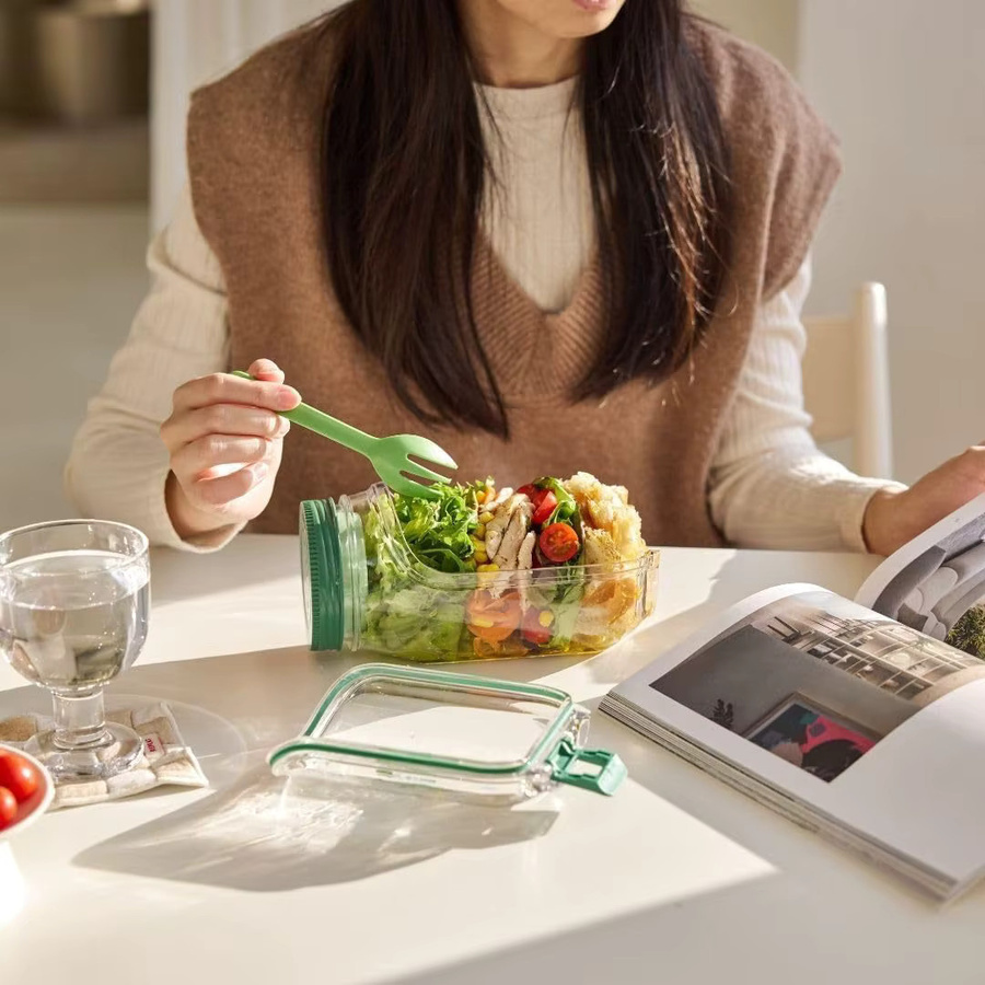 Salatkind Salatpad aus Kunststoff und Glas, auslaufsicherer Salat-Vorratsbehälter in Transparent, multifunktionaler Küchen-Organizer für Zuhause und Reisen - Bild 5