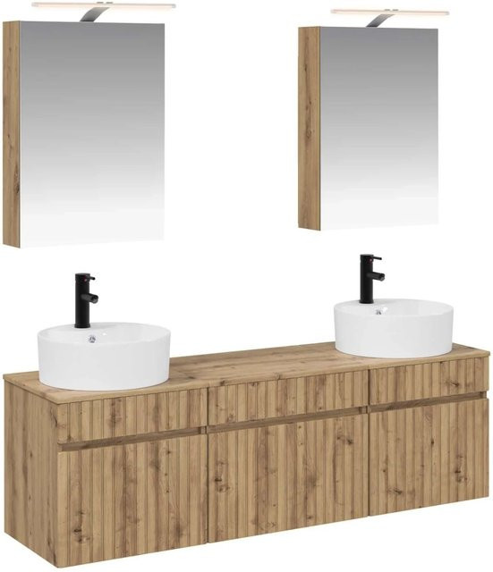 vidaXL Badezimmerschrank-Set 5-teilig in Artisan-Eiche, modern, Braun, B/T/H: 50 x 14,5 x 70 cm - Bild 1