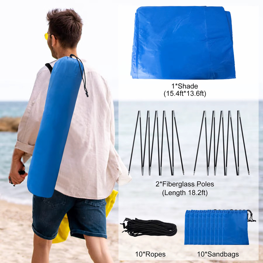 WESTTUNE Strandzelt mit leisem Baldachin für 8 Personen, faltbarer Outdoor-Sonnenschutz in Blau - Bild 4
