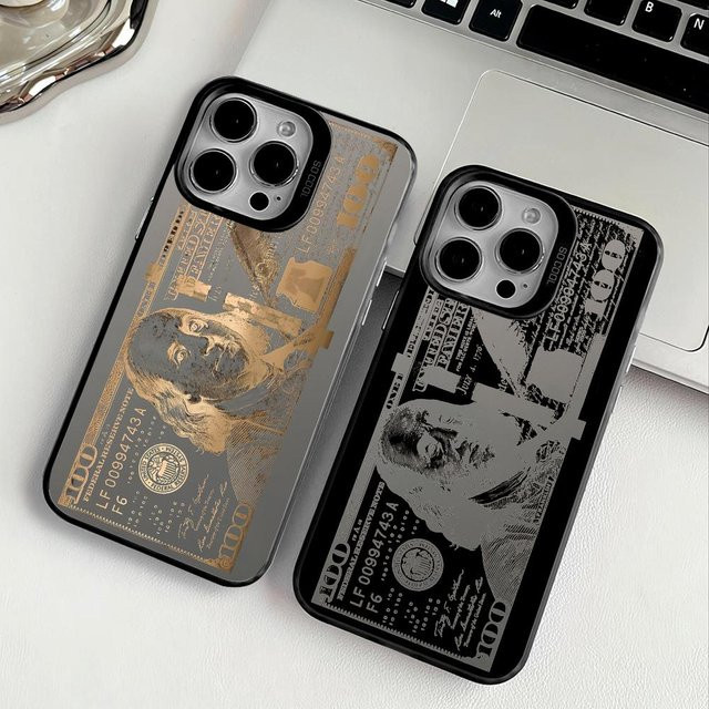 Handyhülle im USD Dollar Design für iPhone 11 bis iPhone 17 Pro Max, Matt Laser Metallic Aurora, Mehrfarbig - Bild 1