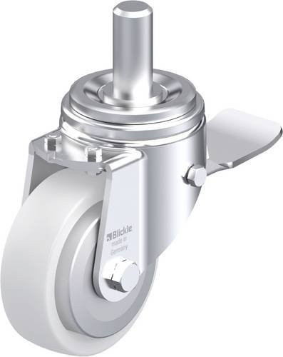 Blickle Stahlblech-Lenkrolle LHZ-SPO 127G-ST-FA in Silber mit weißem Kunststoffrad, Rad-Durchmesser: 125 mm, Tragfähigkeit: 750 kg - Bild 1