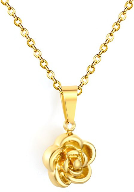 LUXUSTEEL Halskette mit Rosen-Anhänger, Edelstahl, Gold, Kinder - Bild 1