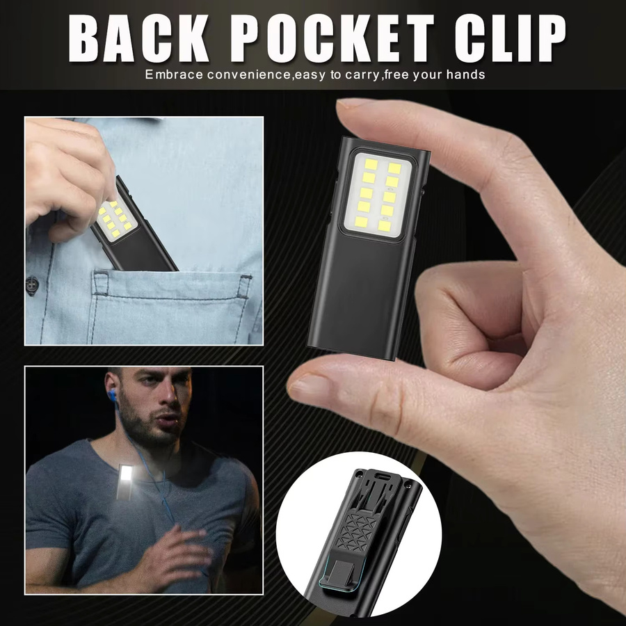 KDULIT LED-Schlüsselanhänger Mini-Taschenlampe, wiederaufladbare EDC-Arbeitsleuchte mit Typ-C-Anschluss, Schwarz - Bild 4