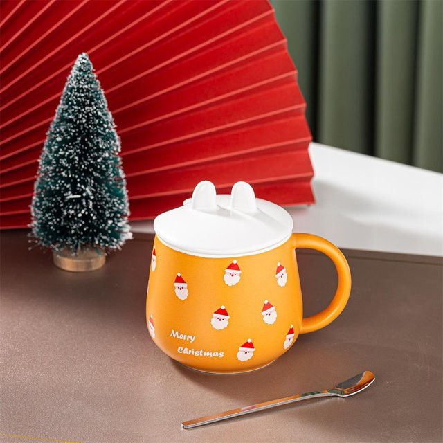Yiran toy 1 Keramiktasse mit Schneemann-Motiv und Deckel, Weiß, 400 ml - Bild 1