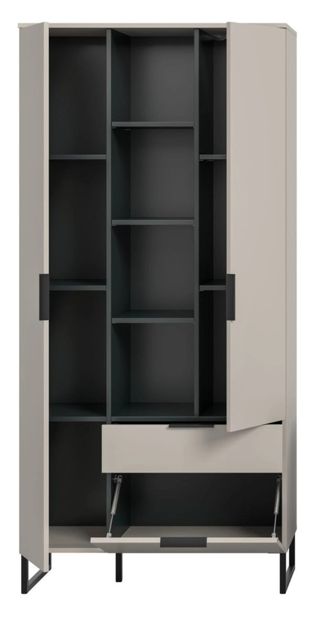 Stauraumschrank Morena von Inn.Furn in Kaschmir und Schwarz mit Soft-Close-Türen, Breite: 90 cm, Tiefe: 37 cm, Höhe: 192 cm - Bild 7