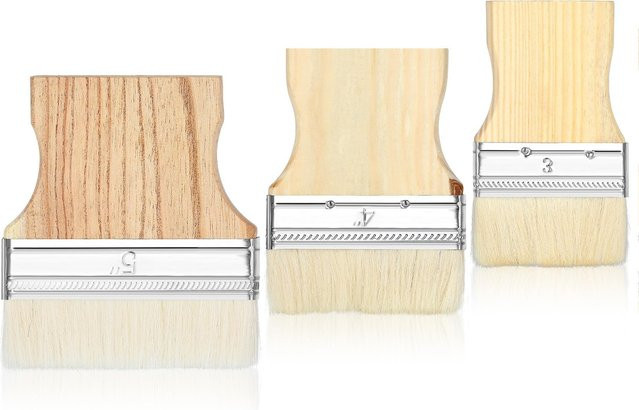 3-teiliges flaches Pinselset aus Holz für Öl- und Acrylfarben mit den Größen 3, 4 und 5 Zoll - Bild 1