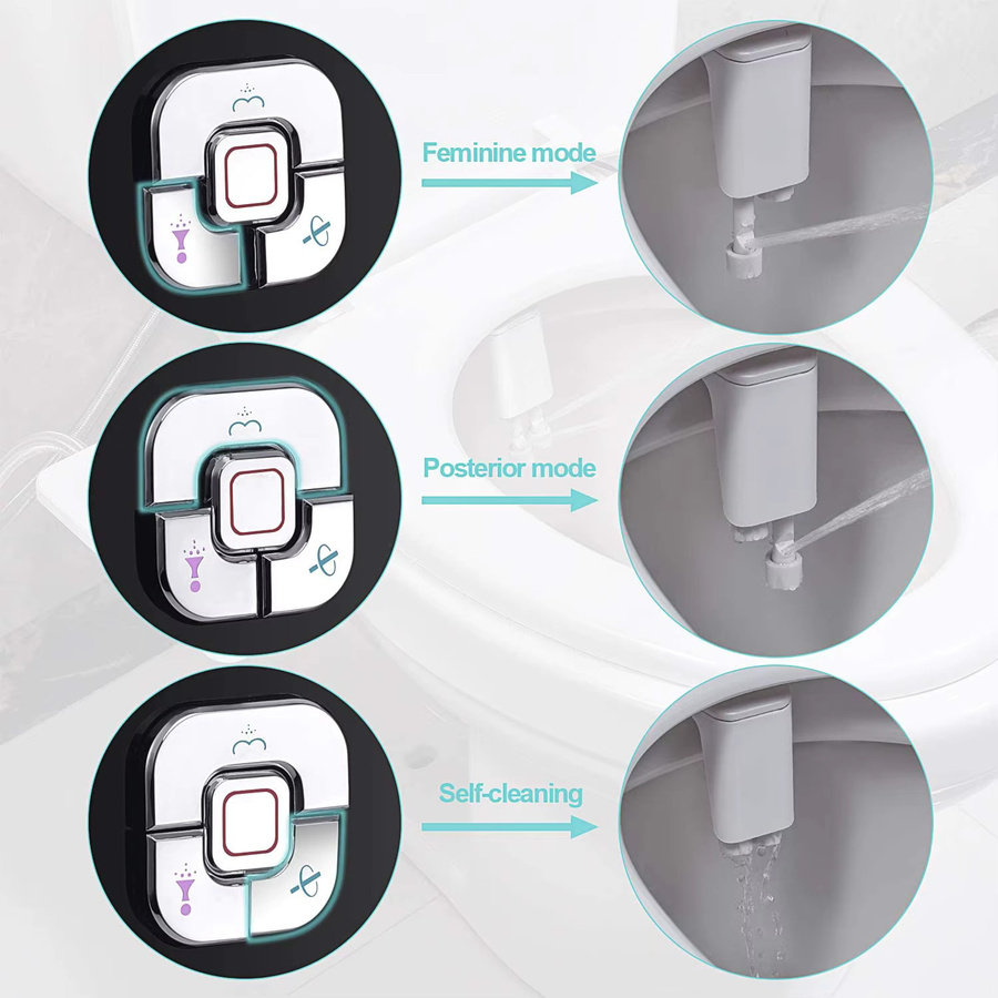 SAMODRA Bidet Toilettensitz Aufsatz mit Doppel-Düsen für Frontal- und Heckreinigung, Ultra-Dünn, Kaltwasser, Weiß - Bild 2