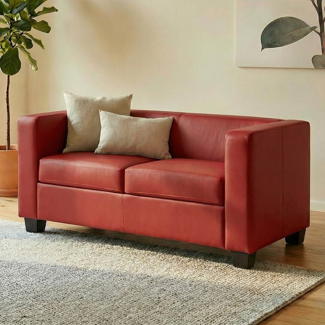 MCW 2er Sofa Lille aus Leder in Rot - Bild 1