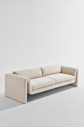 Mika Sofa modern gepolstert mit Samt und Stoff in Beige, Braun, Grau oder Weiß - Bild 1