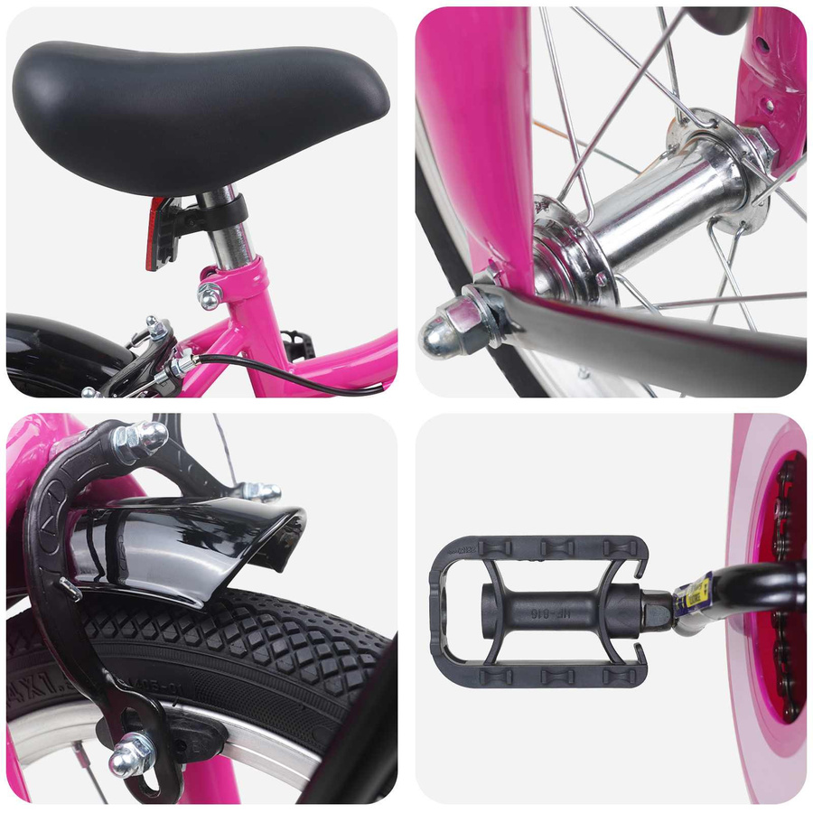 VD Home Furnishing Kinderfahrrad 12 Zoll Rosa und Schwarz - Bild 3