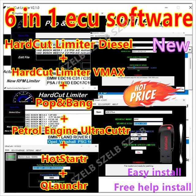 6-in-1 ECU-Software Paket mit HardCut Limiter Diesel, HardCut Limiter VMAX, Pop&Bang, Benzinmotor UltraCuttr, HotStartr und QLaunchr - Bild 1