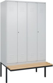 C+P Spind Classic PLUS Schwarz-Weiß-Spind mit 4 Abteilen und auskragender Sitzbank aus Buche-Hartholz, B/T/H: 212,0 x 120,0 x 81,5 cm - Bild 1