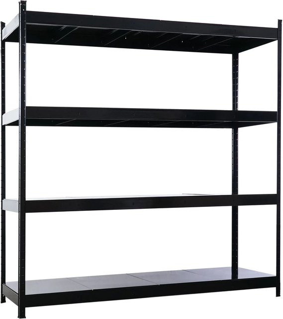 PROREGAL HERCULES Profi Schwerlastregal mit 4 Metallböden in Schwarz, B/T/H: 200 x 60 x 200 cm - Bild 1