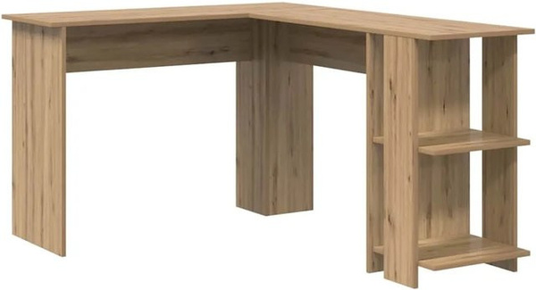 vidaXL Eckschreibtisch mit Stauraum in Artisan-Eiche, Farbe Braun, B/T/H: 140 x 113,5 x 75 cm