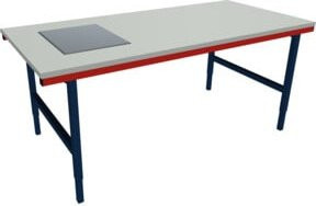 Rocholz Pack- und Arbeitstisch mit Waage SYSTEM 2000 aus Edelstahl, B/T/H: 200 x 92 x 69-96 cm - Bild 1
