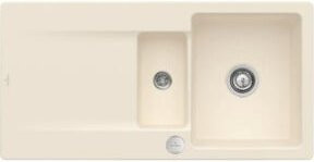 Villeroy & Boch Spüle Siluet 60 R Flat bündig mit Ablaufsgarn und Excenterbetätigung in Ivory/Beige aus Keramik, Breite: 60 cm - Bild 1