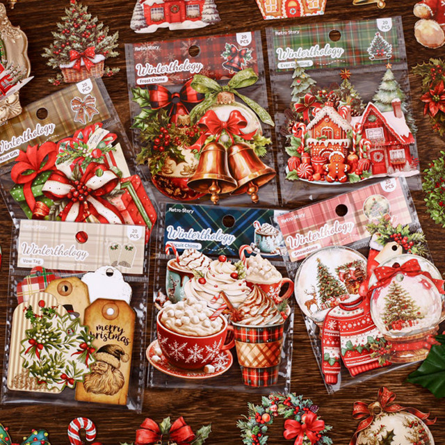 3 Packungen Winter-Weihnachtsthema-Aufkleber mit 60 Blatt für DIY Scrapbook, Planer und Tagebuch in Multicolour - Bild 1