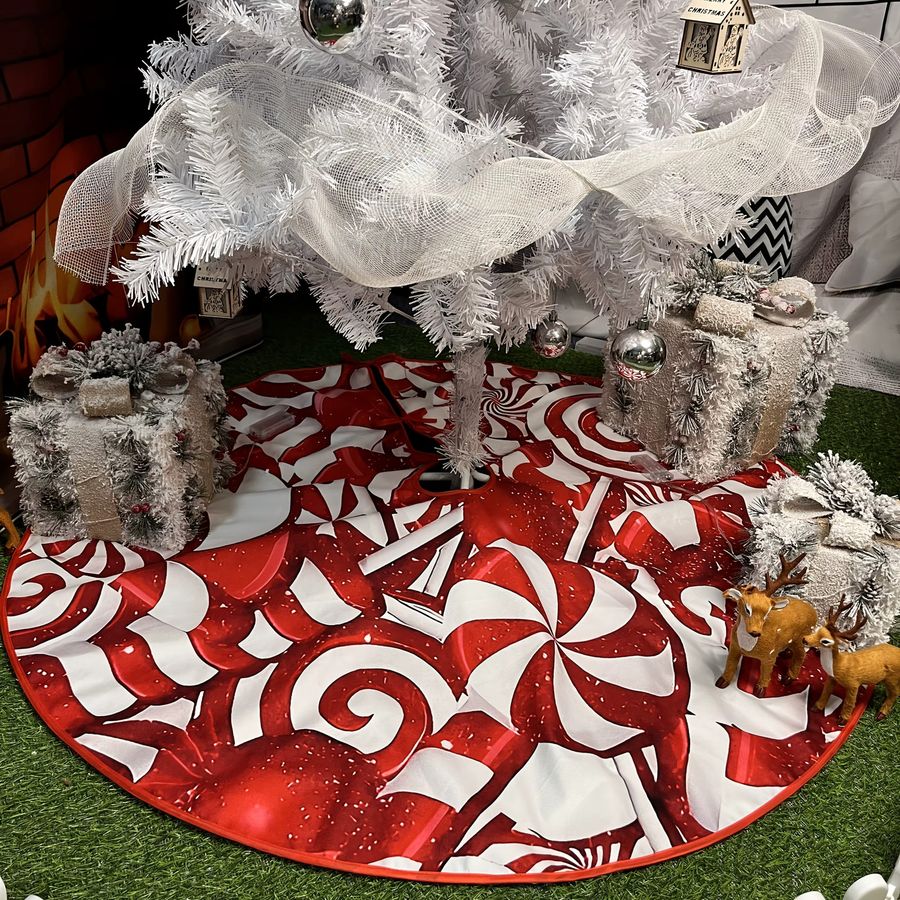 VIKAMA Weihnachtsbaum Rock mit Zuckerstangenmuster für dein gemütliches Wohnzimmer - Bild 2