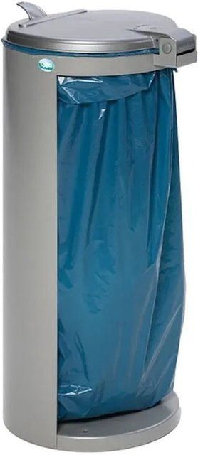 PROREGAL Kompakter Abfallsammler Junior mit Deckel aus Stahl in Silber, H x B x T: 90 x 45 x 45 cm - Bild 1