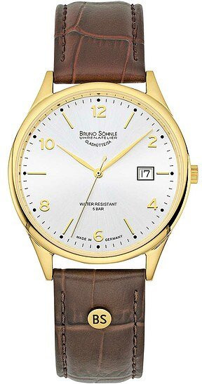 Bruno Söhnle Herrenarmbanduhr, Quarz, Edelstahl, Leder, 40,5 mm, Silber - Bild 1