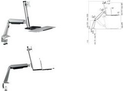 LogiLink Sit-Stand Workstation Tischhalterung für Monitor und Tastatur in Silber mit VESA 100x100 mm für Bildschirmgrößen von 33 bis 81,3 cm - Bild 1