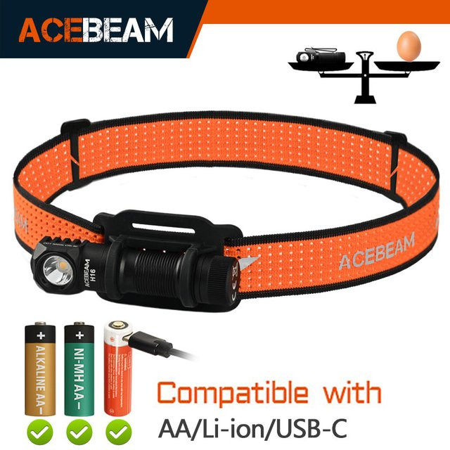 ACEBEAM H16 High CRI LED-Stirnlampe, superleichte wiederaufladbare EDC-Taschenlampe in Schwarz - Bild 1