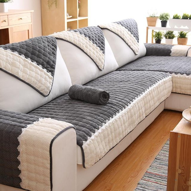 Binchi Outdoor Equipment Plüsch Sofabezug in Grau, rutschfest und staubdicht, Universal Vollbezug aus Polyester, Breite: 70 cm, Länge: 120 cm - Bild 1