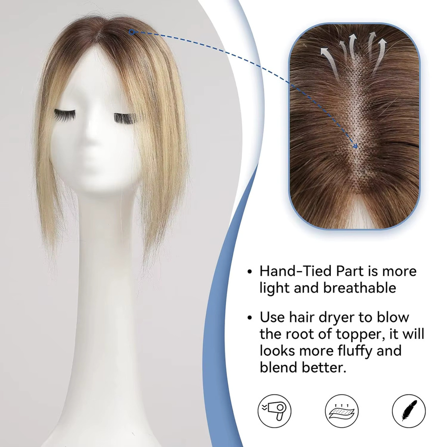 HAIRCUBE Topper-Haarteile, 100 % Remy-Echthaar, 150 % Dichte, Damen - Bild 2