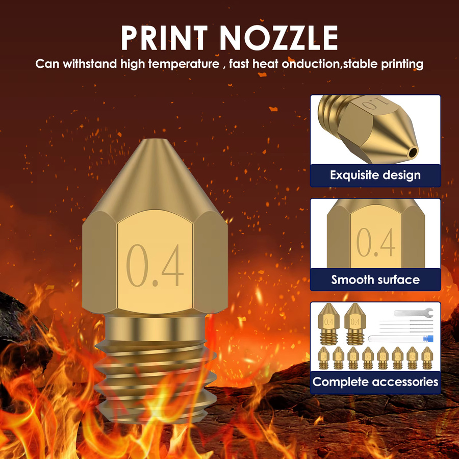 Willkey Messing 3D Drucker Düsen Kit Gold für FDM Drucker, auslaufsichere Druckdüsen für glatte Druckergebnisse - Bild 2
