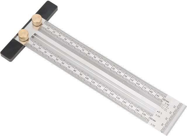 TOMTOP Edelstahl T-Lineal 200mm für Holzbearbeitung und DIY-Markierungen in Silber - Bild 1