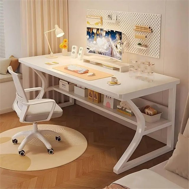 HiMISS Gaming-Schreibtisch für Home Office und Kinderzimmer, moderner Laptop-Schreibtisch in Weiß, B/T/H: 80 x 50 x 75 cm - Bild 1