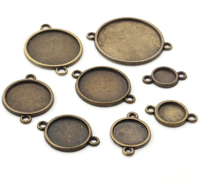 Louleur Cabochon Basis Doppel Loch Blank Lünette Trays, 10 Stück - Bild 1