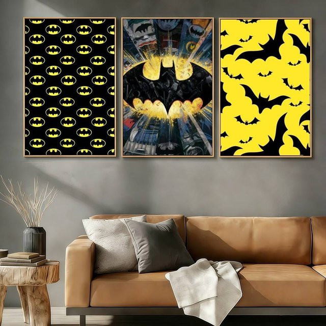 Warner Bros. Batman Logo Poster Aufkleber Vintage Kunstdruck Wanddekoration, B/H: 21,0 x 30,0 cm, Mehrfarbig - Bild 1
