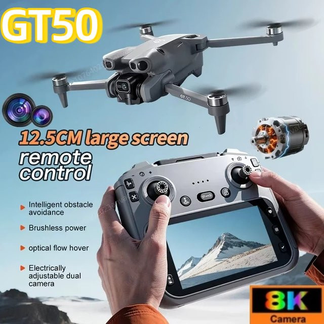 GT50 RC-Drohne in Grau mit 8K HD Luftbildfotografie, GPS und dreiseitiger Hindernisvermeidung sowie WIFI-Verbindung - Bild 1