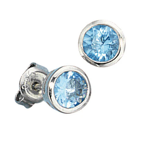 Colfem Ohrstecker 925 Silber, Zirkonia, hellblau - Bild 1